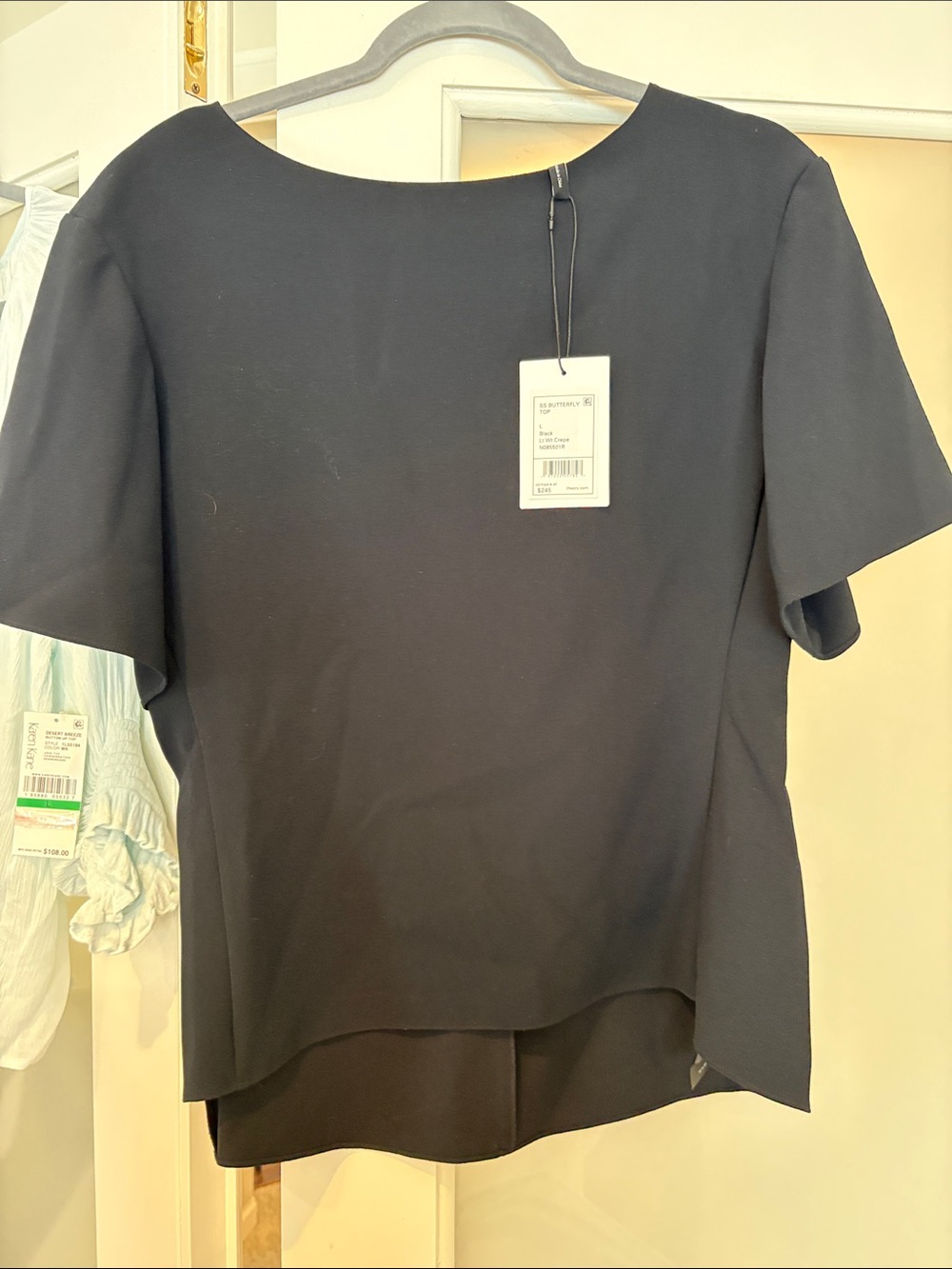 Theory Black Short-Sleeve Boatneck Top